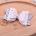 Bunte Glitzer Schleife Haarklammer für Kinder, süße Prinzessin Haarschmuck für kleine Mädchen. - Rosa Weiß Halbzeug