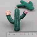 Süße grüne gefasste Kaktus Haarklammer mit rosa Blume und Glitzerstern für süße kleine Mädchen. - Kaktus (215) / Grün