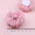 Rosa Netzstoff Blume DIY Haarschmuck Material, handgemachte Blumen Applikation Zubehör. - Halbfabrikat (F2-3) / 1 Stück / Mittelrosa