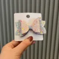 Glitter Schleife Haarklammer fuer Kinder, bunt schimmernde Prinzessin Haarspange Kopfschmuck. - Rosa Lila Haarnadel-Stil