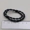 Black double circle elastic hair rope cord with smooth bead daily styling hair accessories tool - Mixed Black Thick Ribbed Style