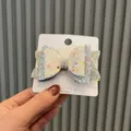 Glitzernde Schleife Haarspange für Kinder, funkelndes mehrfarbiges Haaraccessoire im süßen Stil. - Weiß Blau Haarnadel-Stil