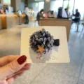 Süße Stoffblumen Haarspange für Kinder mit Sternanhänger, stilvolles Mädchenhaar-Accessoire. - Schwarz Haarschnitt (C1-5)