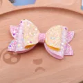 Bunte Glitzer doppelte Schleife Haarklammer für Kinder süß Prinzessin Haaraccessoire - Gelb Rosa Halbzeug