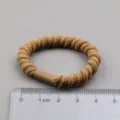 Brown phone cord hair tie, woven ponytail holder with leather wrap detail, daily hair accessory. - Khaki Thick Braided Style