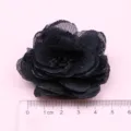Schwarze Stoffblume DIY Haarschmuck handgemachte Kamelie Brosche Bekleidung Handwerk - Halbfabrikat (H3-2) / Schwarz