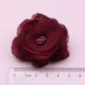 Burgunderroter Stoffblumen DIY Haarschmuck Material, mehrschichtige Netzblume für Dekor. - Halbfabrikat (H3-2) / Burgunderrot