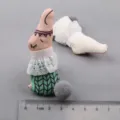 Handgemachte Stoff Cartoon Kaninchen Anhänger DIY Material Zubehör mit Spitzenkragen. - Aprikose