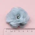 Hellblaue Chiffon Stoff Blume DIY Handwerk Zubehör für Haarspangen und Kleidung Dekoration 6cm - Halbfabrikat (H3-2) / Beige und Grün