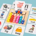 Montessori wooden English word spelling maze toy early education learning puzzle for kids - Vowel Letter Placement Game