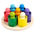 Gioco in legno arcobaleno Montessori abbinamento colori set educativo per bambini piccoli - Bambole a incastro arcobaleno DX