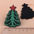 Weihnachtsbaum Glitzer Aufnäher DIY Haarschmuck Mütze Dekoration Handwerk Zubehör Festlich - Weihnachtsbaum Patch (TA4-3) / Sattes Grün