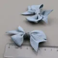 Hellblaue Schleife Haarschmuck DIY Material, süße Kinder Haarspange Bastelzubehör. - Militärgrau TA2-6