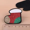 Glitzernde Weihnachtssocke Flicken DIY Handwerk Zubehör für Feiertagsdekoration Haarnadel - Weihnachtssocken-Patch (TA4-3) / Weinrot