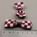 Rosa braune karierte Schleife Haarspange DIY Zubehör süße Kinder Haarschmuck Material 2 Stück - Purpurrot 12A+B
