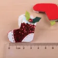 Rote Glitzer Weihnachtssocke DIY Bastel-Flicken Filz-Ornament für Haarnadeln und Handyhüllen. - Weihnachtsstiefel Aufnäher (TA4-3) / Helles Weinrot