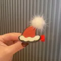 Weihnachten Kinder Haarklammer rote Glitzer Mütze süßer Plüsch Bommel Festival Haarspange rot - Weihnachtsmütze Stil / Rot
