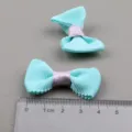 DIY Haarschmuck Schleifen, hellblaue Ripsband Schleifen mit rosa Mittelband, 2er Set - Cyan R1-3