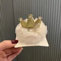 Kinder Tüll Krone Haarklammer mit glitzernder Goldkrone, Masche und Perle Dekoration. - Haarspange-Stil (S2-5) / Gold (Haarspange-Stil)