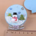 Weihnachten Schneemann Glaskugel DIY Haarschmuck Material süss glitzernd festlich Basteln - Weihnachtsschneemann Schneekugel-Stil (TA3-1 Halbzeug) / Hellblau