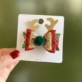 Weihnachten Kinder Haarspange Glitzer Rentier Schleife süße Feiertag Haarschmuck für Kinder - Geweih Bommel Stil