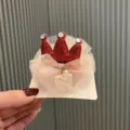Bellissimo fermaglio capelli bambino corona glitter tulle fiocco perla carino accessorio - Rosso (Stile Fermaglio)