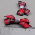 Roter karierter Haarschleife DIY Zubehör Variante, süßes Kinder Haarspange Material und Schleife. - Rot R1-2