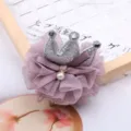Fermaglio per capelli con corona a rete per bambini fiocco glitter principessa forcina - Viola Riso (Semilavorato)