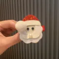 Süße Weihnachts-Weihnachtsmann-Haarspange für Kinder, festliches Haaraccessoire mit Glitzer. - Ziegelrote Haarklammern TA4-1