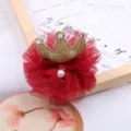 Bambini rosso rete corona fermaglio capelli dolce principessa accessorio per capelli - Oro Rosso (Semilavorato)