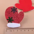 Weihnachten rote Glitzer Fäustlinge Bastelflicken mit weißem Plüsch und Schneeflocke. - Weihnachtshandschuh Patch / Wassermelonenrot