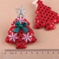Rote Pailletten Weihnachtsbaum Haarspange Schleife Schneeflocke DIY Kinder Kopfschmuck - Weihnachtsbaum Patch / Helllotusrosa