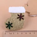 Weihnachtsstrumpf DIY Aufnäher, glitzernder Goldstoff mit weißem Plüschbündchen und Schneeflocken. - Weihnachtsstiefel Patch / Rosagold