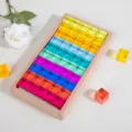 Blocchi arcobaleno traslucidi in acrilico variante, cubi di cristallo colorato - 50 Pz Cubo Colore Legno di Faggio e Acrilico