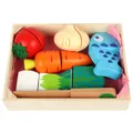 Set di giocattoli da cucina in legno, variante di giocattolo per taglio verdure. - YLB Set di verdure in scatola di legno