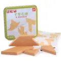 Wooden T-puzzle brain teaser toy set with metal storage box for kids educational logic training. - T-Puzzle Mystery