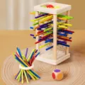 Wooden balance stick game toy set, colorful multi-color stacking wooden variant style. - Flat-Bottom Acrylic Stick Game