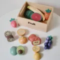 Wooden Fruit Cutting Toys Set for Kids Kitchen Educational Food Pretend Play Gift. - Korean Fruit Set