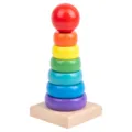 Wooden rainbow stacking tower toy children Montessori early learning educational colorful blocks - DX Rainbow Tower A
