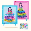 Set di gioco d'arte poke principessa DIY per bambini con quadrati di tessuto e supporti - Modello B / Blu e Viola
