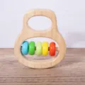 Wooden Baby Rattle Toy with Colorful Rings Sensory Grasping Toy for Infants and Toddlers - Model HJ-D