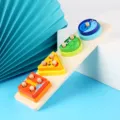 Holz Steckspiel Geometrische Formen Sortierspiel Montessori Lernspielzeug für Kleinkinder Blau - MZM Formen-Stapeltürme