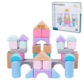 Set di blocchi di costruzione in legno macaron 35pz castello giocattolo educativo bimbi - 35 Pezzi / Colorato