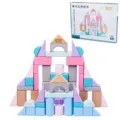 Beech Wooden Macaron Building Blocks 55 Pcs Pastel Castle Construction Toy Set for Kids - 55 Pieces / Colorful