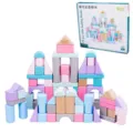 Beech wood pastel building blocks 75 pcs colorful castle construction toys for kids toddlers. - 75 Pieces / Colorful