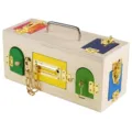 Wooden Montessori lock box toy for toddlers early learning, basic life skills training. - Copper Plated Style