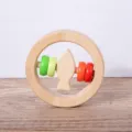 Wooden Baby Rattle Toy Cute Fish Design Teething Ring Infant Grasping Sensory Training. - Model HJ-F
