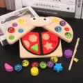 Wooden magnetic fishing shape matching sorting toy set for toddlers early education kids - Ladybug Fishing Style