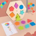 Wooden shape sorter toy, color cognitive matching board, early education montessori blocks. - Shape & Color Matching Board
