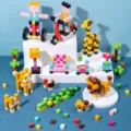 Wooden pixel block puzzle toys for kids, colorful creative DIY 3D spatial building bricks. - Multicolor